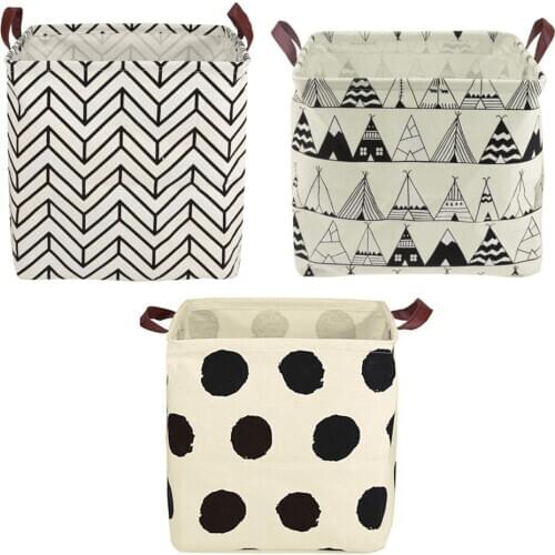 Nordic Pattern Laundry Basket Storage Barrels for Kids Sundries Toys Holder Container Basket Organizer Bag Foldable Bag