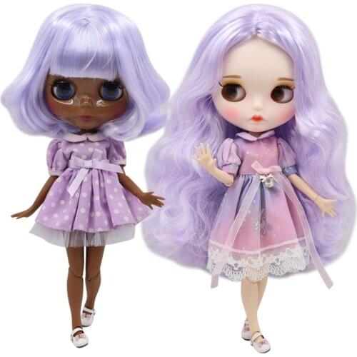 ICY DBS Blyth Doll customized face with purple mixed hair jiont body for 1/6 bjd for girl gift toy