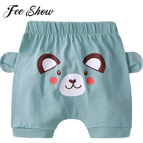 Newborn Baby Summer Pants Unisex Infant Kids Big PP Shorts Pretty Animal Cartoon Print Elastic Waistband Comfy Cotton Shorts