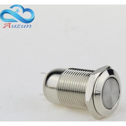 5 PCS 12 mm flat head metal push button switch lock button 2 a36vdc copper plating nickel welding two feet