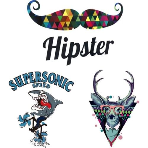 Fashion Cute Colorful Animals patches for clothing stickers diy badges iron on transfer patch stripes on clothes application