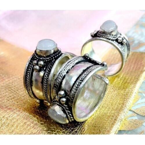 Fashion Jewelry Natural Lapis Lazuli Ring Tibet Silver Buddhism Nepal Ring Adjustable Unisex Gift one ring