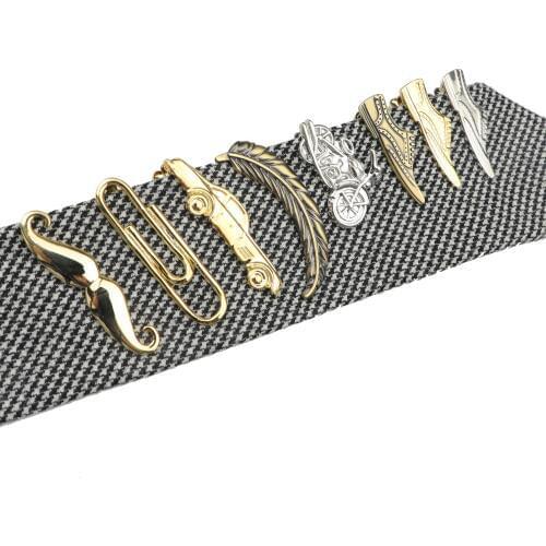 Man Novely Tie Clip Male Bar Casual Bike Leaf Necktie Clips Chrome Stainless Steel Jewelry Mens Clothing Accessories