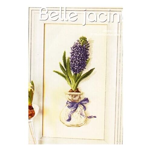 11/14/16/18/22/25/28CT choose color Cross Stitch Kit DFEA Belle Jacinte Hydrangea Purple Flower Vase Jar Lavender