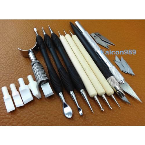 Leather Craft Nano Ceramic+Metal Blade Adjustable Swivel Carving Knife Modelling Tool Set Stamping Knife Cutter Punch Chisel
