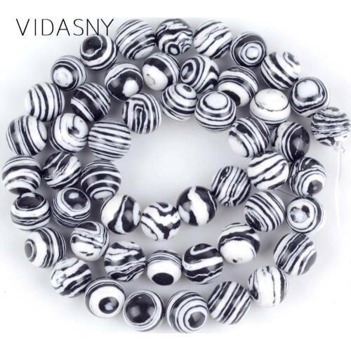 Natural Black Stripe Malachite Stone Beads For Jewelry Making 4mm-12mm Round Spacer Loose Beads Diy Necklace Bracelet 15inch