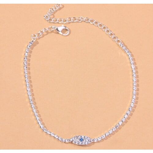 Hip hop devils eye Anklet Evil eye rhinestone Jewelry Boho Anklets for Women
