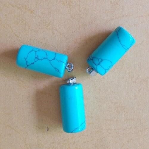 Wholesale 50pcs/lot fashion high quality stone cylinder charms pendants for jewelry making free shipping