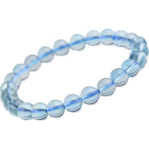 Wholesale Light Blue Fluorite Natural Crystal Bracelet Round Beads Bracelet Lucky Beauty for Women Gift Simple Crystal Jewelry