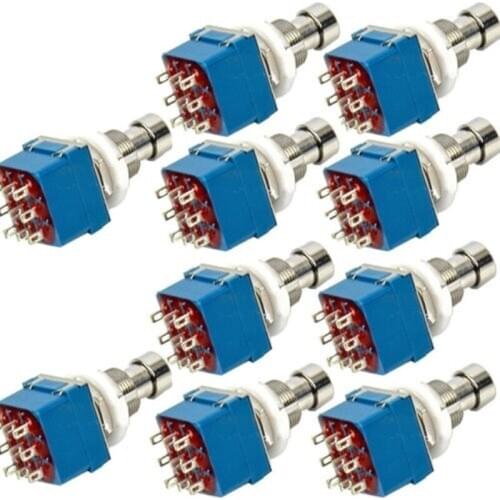 EE support 10Pcs Blue 3PDT 9Pin Guitar Effect Stomp Switch Pedal Box Foot Metal True Bypass