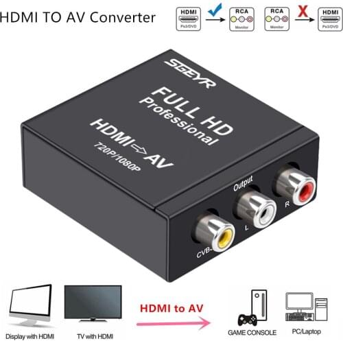 HDMI2AV RCA CVSB L/R Video 1080P Scaler Converter Box Metal Video Composite HDMI-Compatible HDMI2AV Adapter Support NTSC PAL