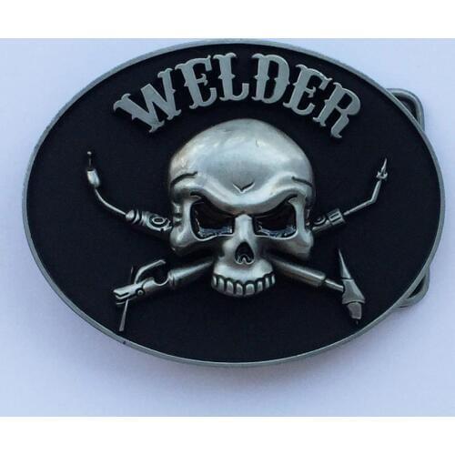 Newest Desgin Oval Welder Trades Tradesman Skull Belt Buckle suitable for 4cm wideth belt with continous stock
