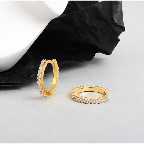 100% 925 Sterling Silver Exquisite CZ Mini Zircon Silver Earrings Circle Pendant Hoop Earrings for Women Girls Vintage Brincos