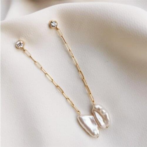 Natural Baroque Pearl Drop Earrings 14K Gold Filled Earrings Handmade Jewelry Boho Oorbellen Brinco Vintage Jewelry Earrings