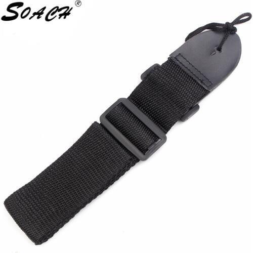 SOACH guitar belt guitar pick ukulele guitar black belt adjustable nylon guitar leather end width 44mm Maximum length 126cm