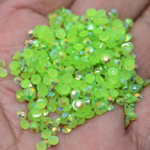 Fresh Green AB Jelly Flat Back Resin Rhinestone For Nail Art,Garment Decorating,Diamond Painting,Bling Bling Crafting