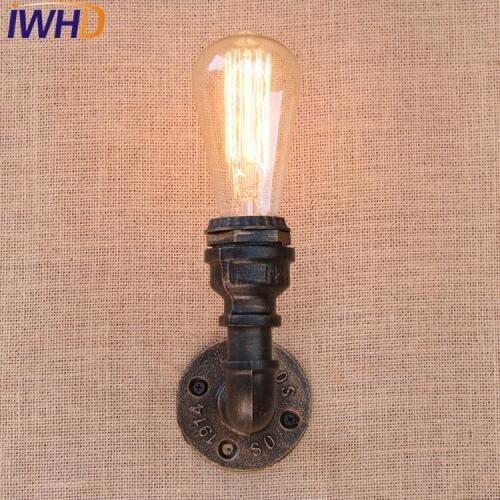 IWHD Loft Industrial Vintage Wall Lamp Antique Edison Wall Sconce Bulb E27 Pipe Wall Light Fixtures Dining Room Home Lighting