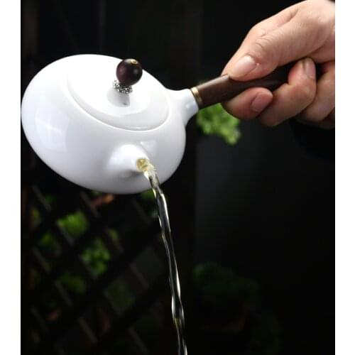 Bright Glaze Suet Jade Ceramic Teapot Household Chinese Kungfu Tea Cup White Porcelain Tea Set