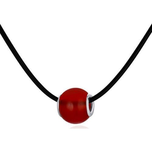 Silver Agate Pendants Real 925 Sterling Silver Leather Rope with Red Agate Stone