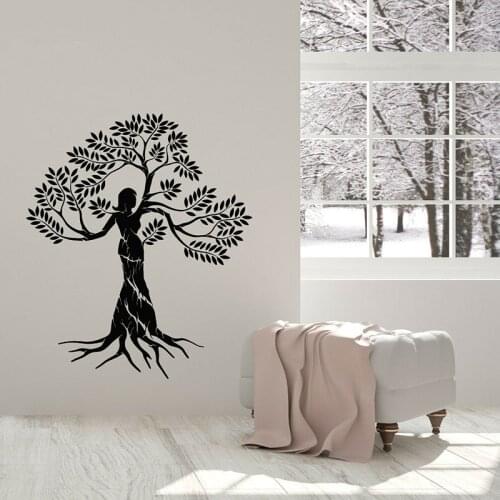 Creative Wall Decal Nature Woman Tree Ecological Health Window Vinyl Stickers Beauty Salon Meditation Room Interior Decor E596