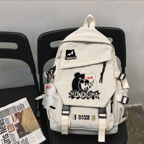 Danganronpa Monokuma Female Women Backpack For Teenage Girl Kawaii Travel Rucksack Waterproof Nylon Simple School Bag Mochilas