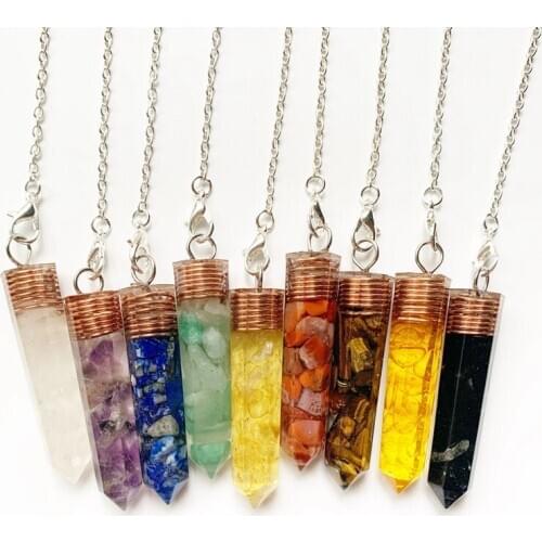 Purple Citrine Stones Orgone Pendant Agate Point Healing Crystal Obelisk Resin Chip Stone Necklace Orgone Energy Handmade 1pc