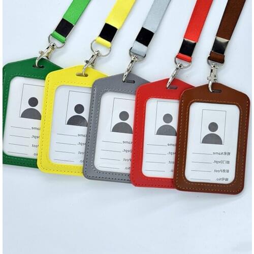 1PC Work Card Holder with Lanyard Portable Neck Strap Employees Card Holder Bank Bus Cards Case for Company Staff Workers