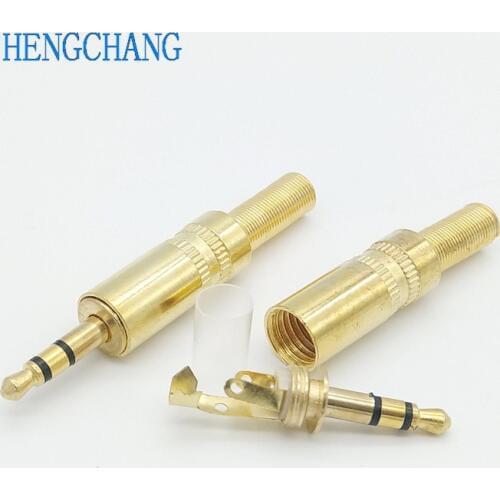 10pcs 3.5mm Earphone plug 3Pole Gold-plated Wire Connector Fit for 5mm Cable DIY repair
