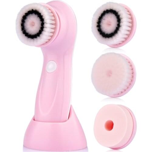 3 In 1 Electric Facial Cleansing Brush Silicone Rotating Face Brush Deep Cleaning Skin Peeling Cleanser Exfoliation 50