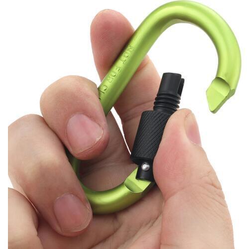 6 colors random outdoor camping hiking belt buckle color aluminum alloy D-type button screw lock survival safety carabiner chain