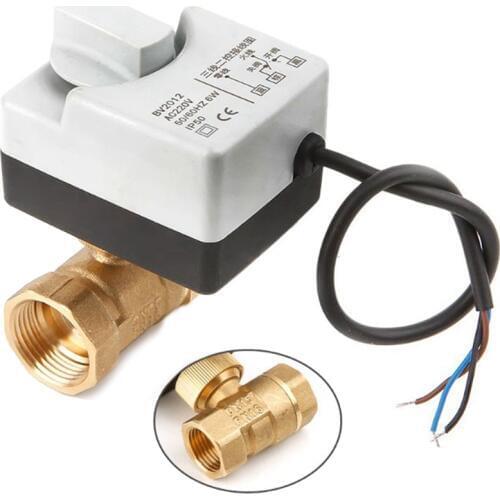 Ac220V Dn15 2 Way 3 Wires Motorized Ball Valve Electric Actuator With Manual Switch