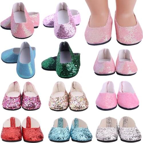 Promotions 7Cm Baby Sequins Doll Shoes Fit 18 Inch American Doll&43cm Baby New Born Zaps Doll Clothes Accessories,Girls Toy Gift