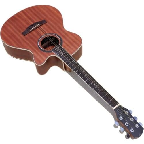 Acoustic guitar 40 inch electric acoustic guitar full okoume wood 6 string high gloss cutaway design folk guitar with EQ