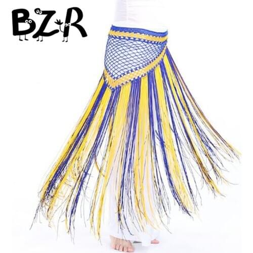 Argentina Style Long Belly Dance Fringe Belt Tassel Hip Scarf Women Mermaid Bellydance Indian Performance Dancing Waist Chain