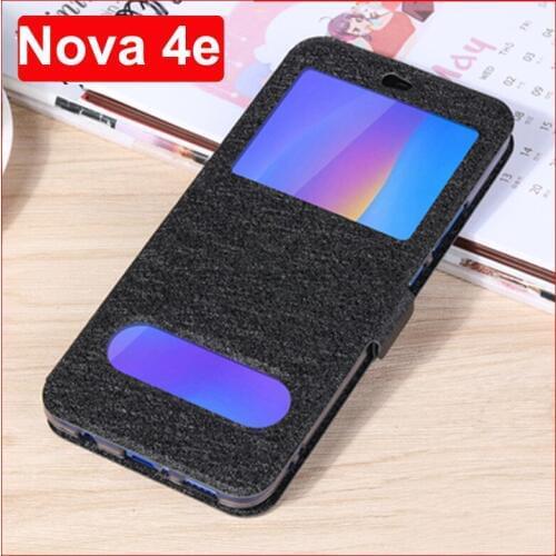 For Huawei Nova 4e flip case MAR-AL00 leather shell Nova 4 e 6.15" open window battery cover For Huawei Nova4e back cover cases