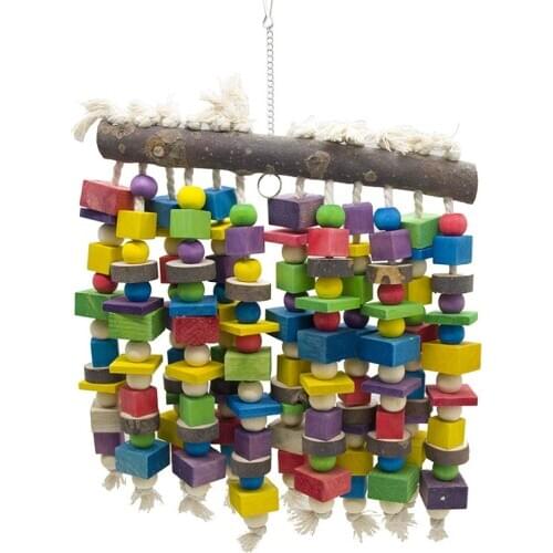 Bird Chewing Toy Wood Parrot Swing Stand Playing Toy for Medium & Large Sized Birds Intelligence Development Bird Supplies