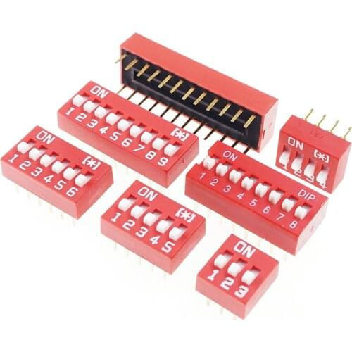5pcs Dip Switches SPST 1 2 3 4 5 6 7 8 9 10 12 Position 2.54mm 0.100" pitch Through Hole Slide (Standard) Actuator raised DIP