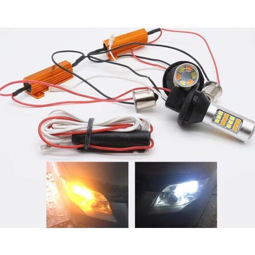 1156 BA15S BAU15S PY21W 7440 3156 Canbus Error Free Dual Color Amber White Switchback DRL LED Turn Signal Daytime Running Light