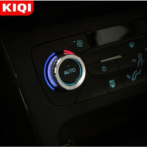 KIQI 2Pcs/Set Car Accessories for Ford New Focus 3 MK3 2014 2015 2016 2017 Sedan ST AC Heat Control Switch Knob Ring Cover Trim
