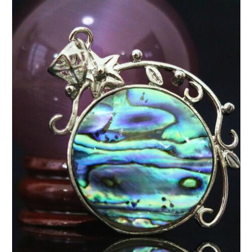 Beautiful Fashion Classic 33x40mm Natural Abalone Shell Flat Round Filigree Flower Pendant Beads Women Jewelry Accessories B1132