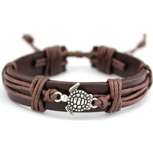 Sea turtle Bee Honeybee Charm Leather Bracelets Jewelry Women Men Unisex Friendship Best Friends Friendship Gift Drop Shipping
