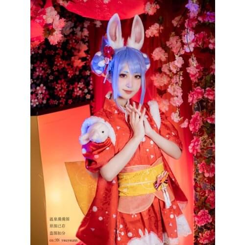 [Customized] Anime Hololive VTuber Usada Pekora Kimono Lolita Dress Party Cosplay Costume Halloween Women Free Shipping 2021 New