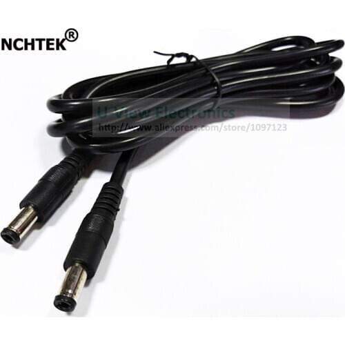 NCHTEK Dual DC 5.5x2.5mm(Compatible DC 5.5x2.1mm) Male to Male Plug M/M Power Extension 18AWG Cable About 2M/Free Shipping/10PCS
