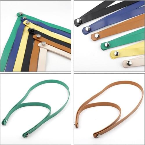 New Solid Color PU Bucket Bag Strap Belt For DIY Bag Belt Contrast Color 83cm+43cm Handmade Shoulder Bag Strap Weave Handles