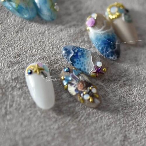 New craft high quality nail art stickers white wave pattern shape 3D decals 5D three-dimensional embossed nail art stickers