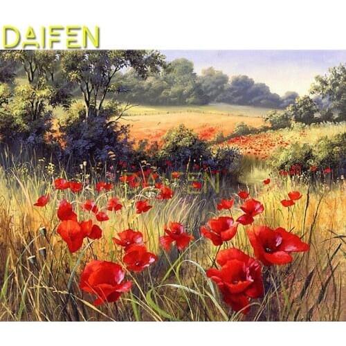 Full Square Diamond mosaic field trees Poppy flower Full Round Diamond embroidery Cross stitch 5D DIY Diamond painting