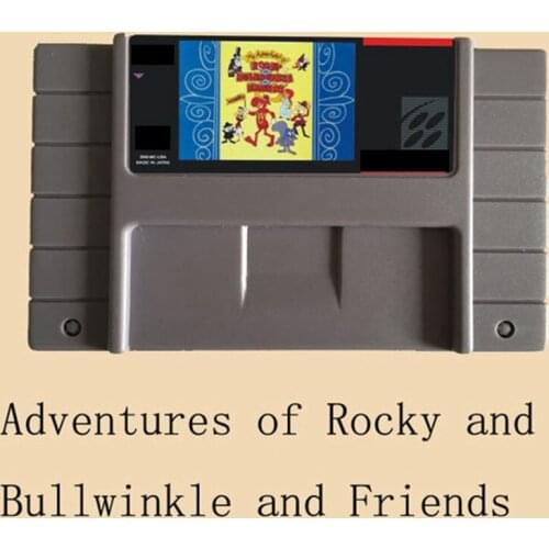 Adventures of Rocky and Bullwinkle and Friends 46 Pin 16 Bit Grey Game Card For USA NTSC Game Player