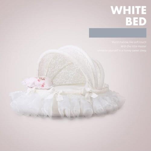 Luxury pet round nest Canopy foldable Awning pet cradle bed High-end fashion dog bed Exquisite dog house Lace dog cradle nest