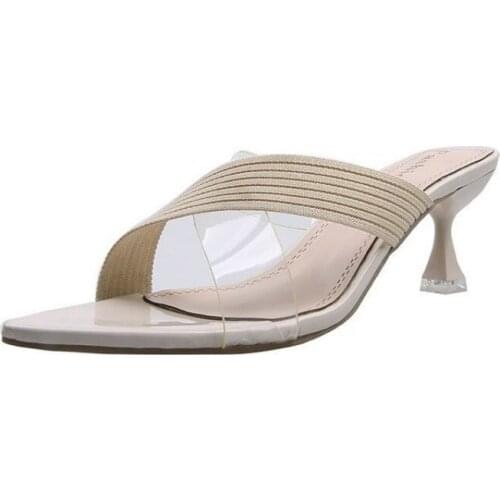 2021 Sexy Queen Gladiator Sandals Women Jelly Transparent Pvc Sandals Pointed Toe High Heels Party Cross Women Sandals Zapatilla