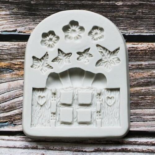 Garden Home Door Window Flower Silicone Chocolate Fondant Molds Craft Polymer Clay Cake Decorating Tools